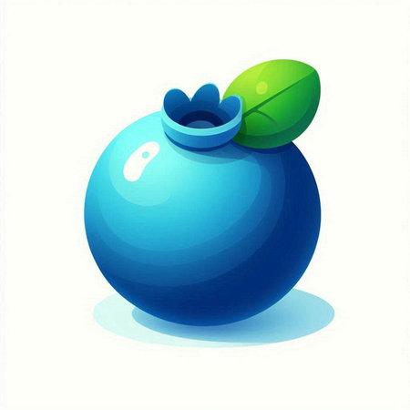 Blue christmas ball with green leaves on white background. Vector illustration.のイラスト素材