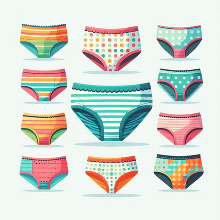 Set of different colorful panties. Vector illustration in flat cartoon style.のイラスト素材