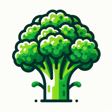Broccoli icon isolated on white background. Vector illustration in flat style.のイラスト素材