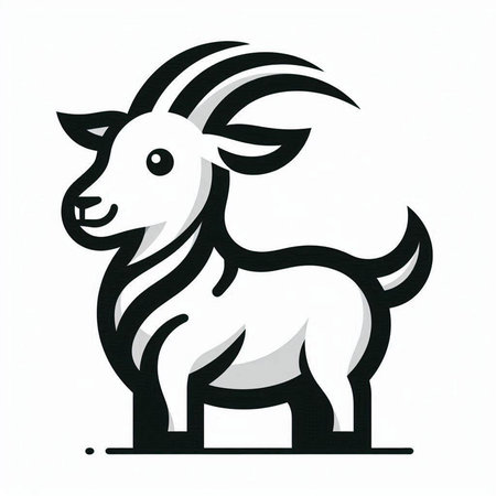 Vector image of a goat on a white background. Design element.のイラスト素材