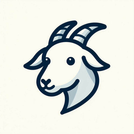 Goat head vector illustration. Cute cartoon goat head icon.のイラスト素材