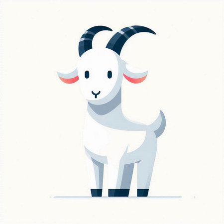 Goat isolated on white background. Vector illustration in cartoon style.のイラスト素材