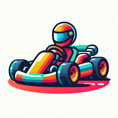 Cartoon karting vector illustration. Isolated on white background.のイラスト素材