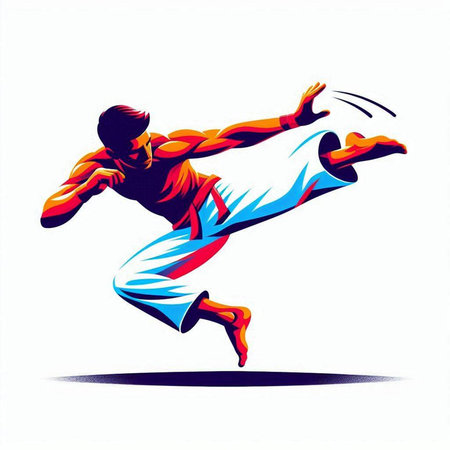 Athletic man jumping in the air. Vector illustration.のイラスト素材