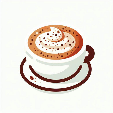 Coffee cup with cream on white background. Vector illustration.のイラスト素材