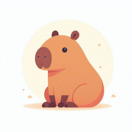 Cute cartoon hippopotamus on white background. Vector illustration.のイラスト素材
