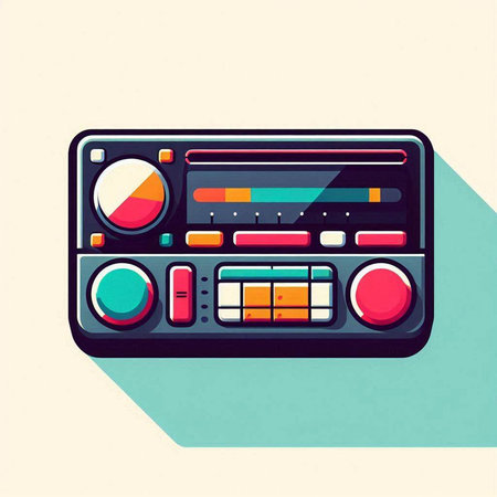Retro radio vector illustration in flat design style. Vector illustration.のイラスト素材