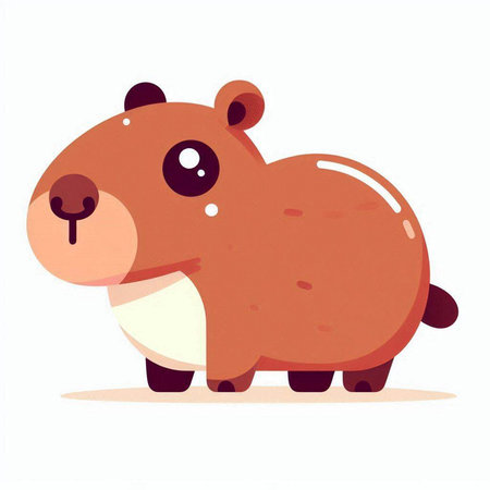 Cute cartoon beaver isolated on white background. Vector illustration.のイラスト素材