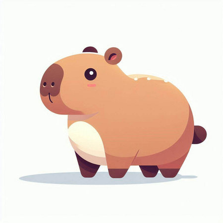 Cute cartoon hippopotamus on white background. Vector illustration.のイラスト素材