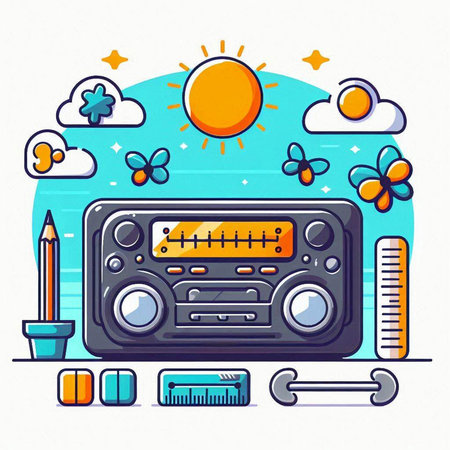 Golf cart. Cartoon illustration of golf cart. Vector illustration.のイラスト素材