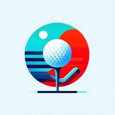 Golf ball on the tee. Vector illustration. Design element.のイラスト素材