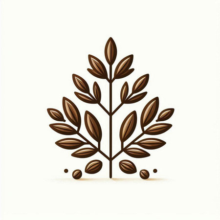 Coffee tree symbol made of coffee beans. Vector illustration.のイラスト素材