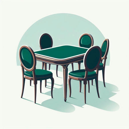 Table and chairs in vintage style. Vector illustration. Retro style.のイラスト素材
