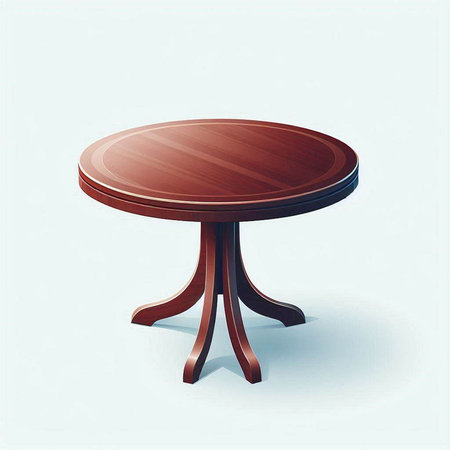 Round wooden table on a white background, 3d rendering. Computer digital drawing.のイラスト素材