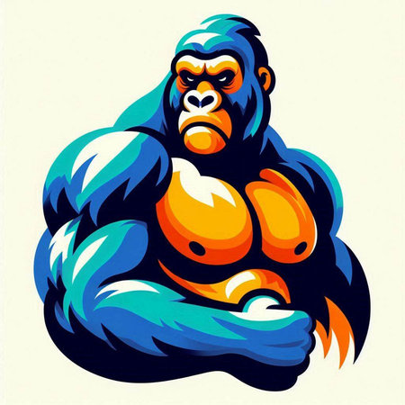 Gorilla. Vector illustration of a gorilla with big muscles.のイラスト素材