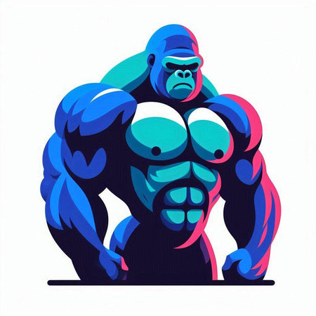 Gorilla in front of a white background, vector illustration.のイラスト素材