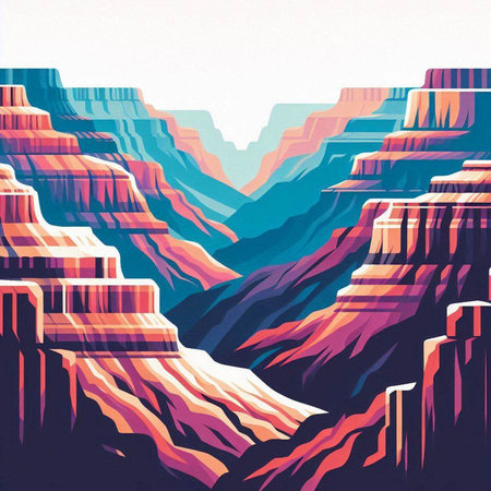 Illustration of a colorful desert landscape in the style of pop artのイラスト素材