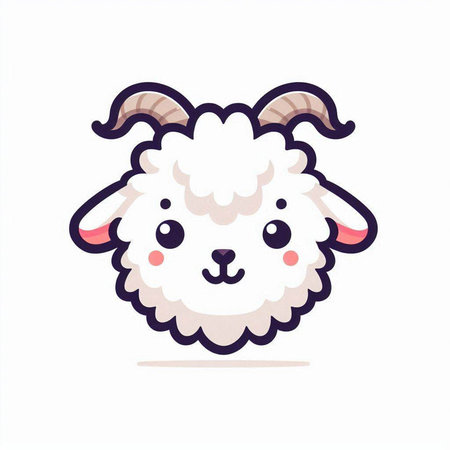 Cute cartoon sheep. Vector illustration isolated on a white background.のイラスト素材