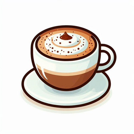 Cup of cappuccino on white background, vector illustrationのイラスト素材