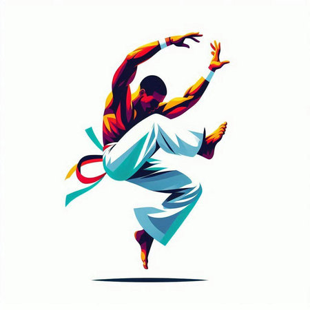 Vector illustration of a breakdancer on a white background. Man in a jump.のイラスト素材