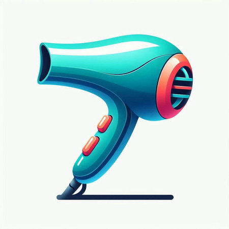 Hair dryer on white background. Vector illustration in cartoon style.のイラスト素材