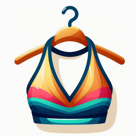 Colorful swimsuit on hanger isolated on white background. Vector illustration.のイラスト素材