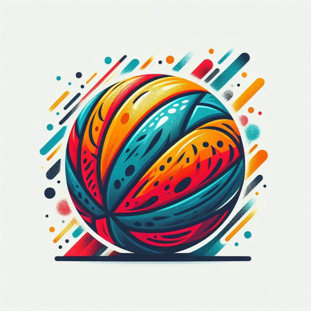 Colorful basketball ball on abstract colorful background. Vector illustration. Eps 10のイラスト素材