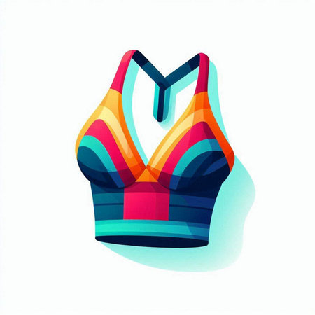 Women's swimsuit in the form of a rainbow. Vector illustration.のイラスト素材