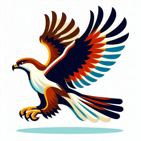 eagle with open wings on a white background, vector illustration.のイラスト素材