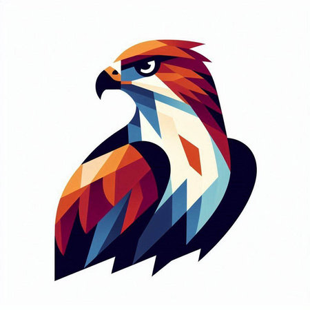 Eagle colorful illustration on white background. Hand drawn vector illustration.のイラスト素材