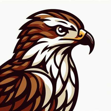 Eagle head with big beak on white background, vector illustrationのイラスト素材