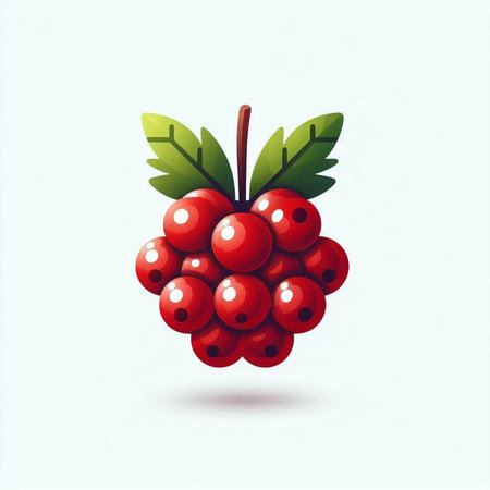 Red currant with green leaves on a white background. Vector illustration.のイラスト素材