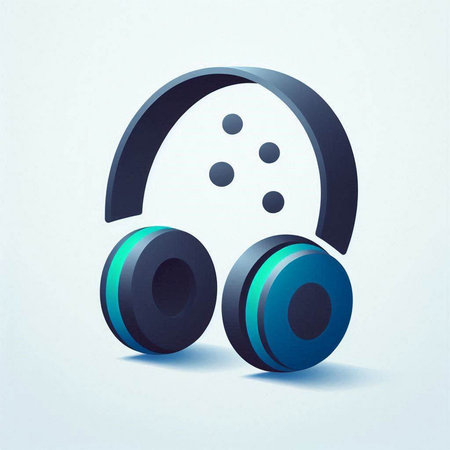 Headphones icon. 3d illustration. Blue background. Isolated.のイラスト素材