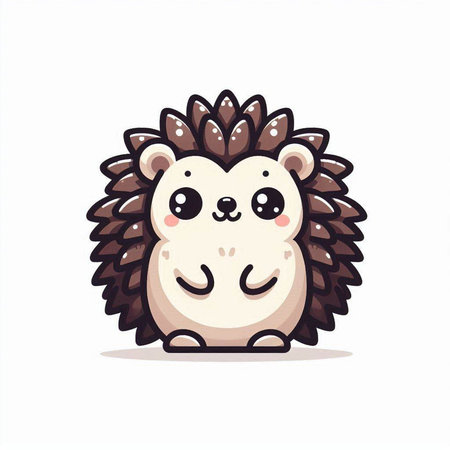 Cute cartoon hedgehog. Vector illustration isolated on white background.のイラスト素材