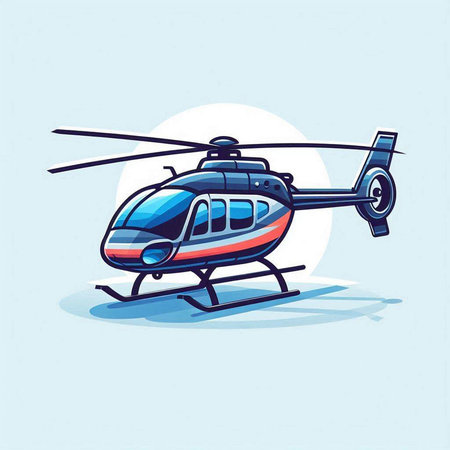 Helicopter vector illustration. Vector illustration of a flying helicopter.のイラスト素材