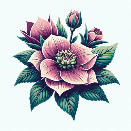 Hand drawn vector illustration of a bouquet of flowers and leaves.のイラスト素材