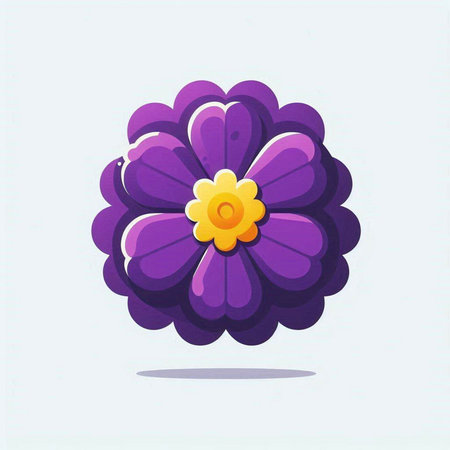 Purple flower on white background. Vector illustration in cartoon style.のイラスト素材