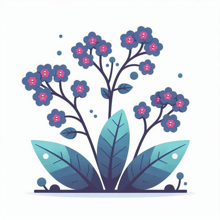 Flowers and leaves. Vector illustration in a flat cartoon style.のイラスト素材