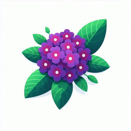 Illustration of a purple hydrangea on a white backgroundのイラスト素材