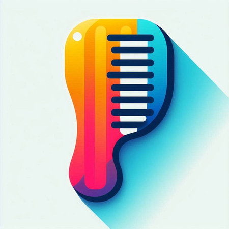 Vector illustration of a colorful hairbrush in a modern style. Colorful hairbrush.のイラスト素材