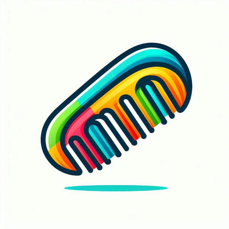 Colorful hair comb icon isolated on white background. Vector illustration.のイラスト素材