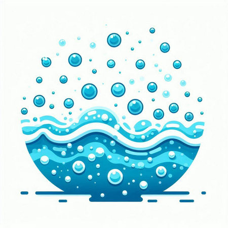 Blue water with bubbles on white background. Vector illustration for your designのイラスト素材
