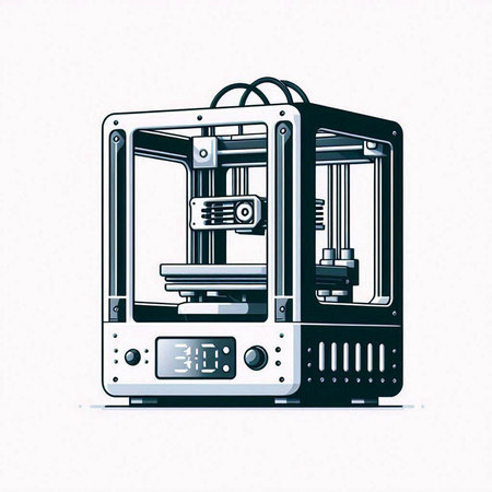 3d printer machine vector illustration. 3d printing technology concept.のイラスト素材