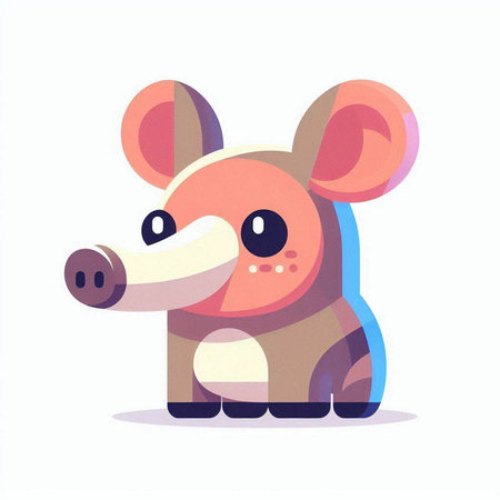 Cute cartoon rat. Vector illustration on a white background. Cartoon animal.のイラスト素材