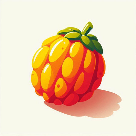 illustration of a fresh ripe raspberry on a white background with shadowのイラスト素材