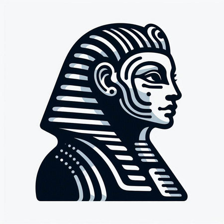 Egyptian pharaohs head. Vector illustration in retro style.のイラスト素材