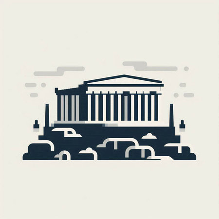 Historical building in Athens, Greece. Flat style vector illustration.のイラスト素材