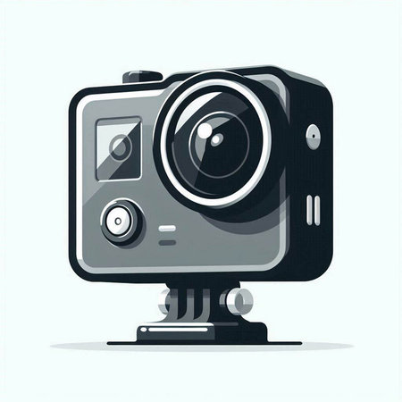 Retro camera on white background. Vector illustration in flat style.のイラスト素材