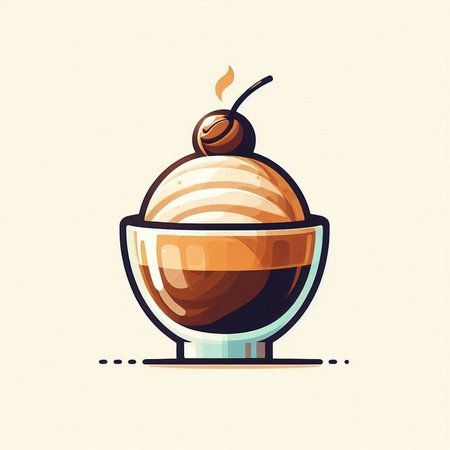 Coffee cup with ice cream. Vector illustration in retro style.のイラスト素材