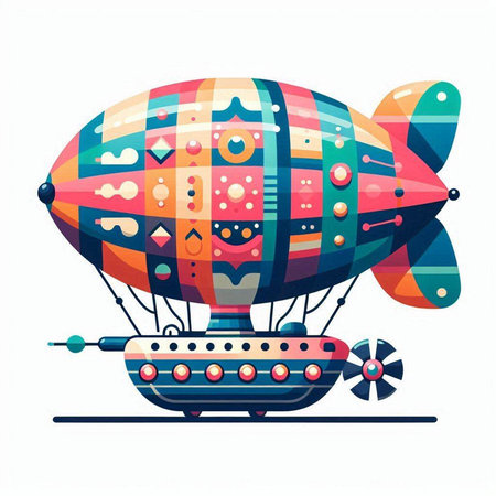 Colorful airship isolated on a white background. Vector illustration.のイラスト素材